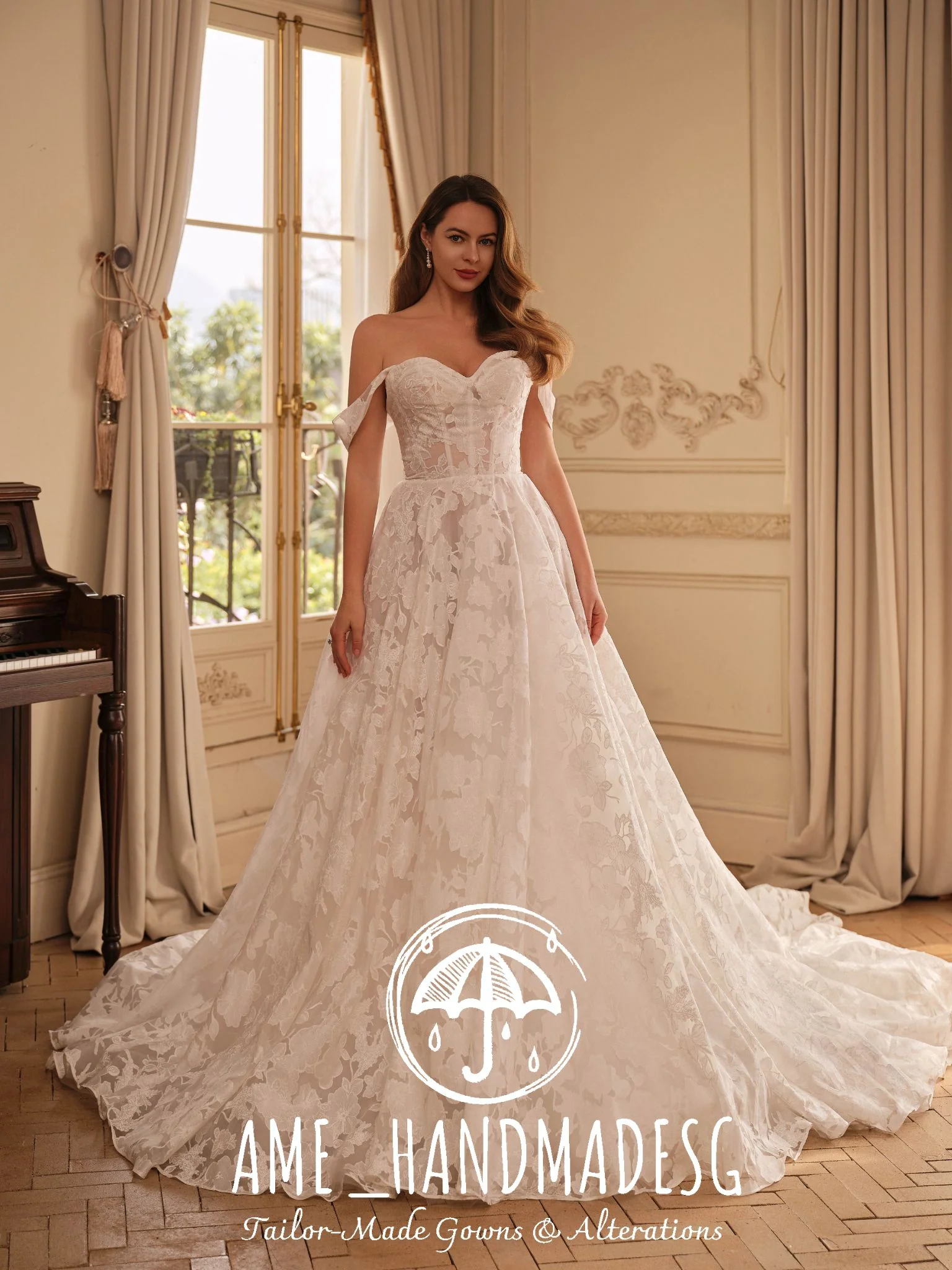 Timeless Lace Romance – A Custom Bridal Gown of Pure Elegance