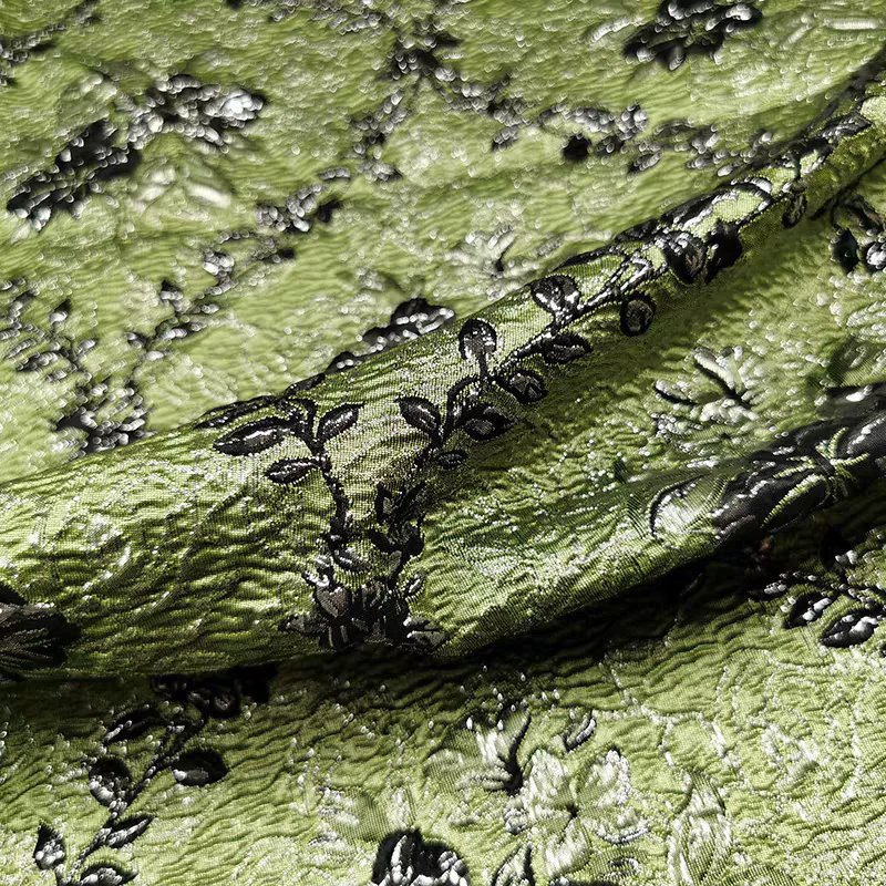 FAB-BROC-003 European style embossed three-dimensional jacquard gold silk fabric windbreaker skirt brocade fashion fabric has strong gloss and does not fade - Image 2