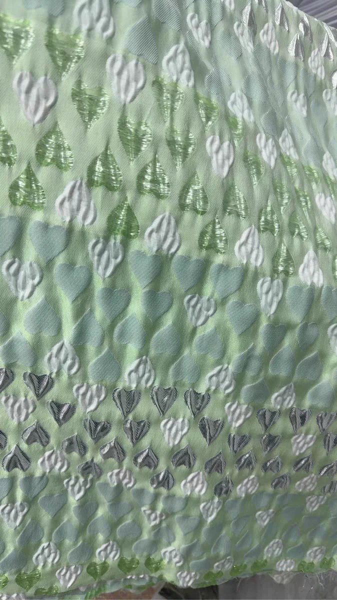 FAB-BROC-007 European and American fashion stamping love jacquard fabric stiff dress dress wedding dress fashion designer fabric - Image 5
