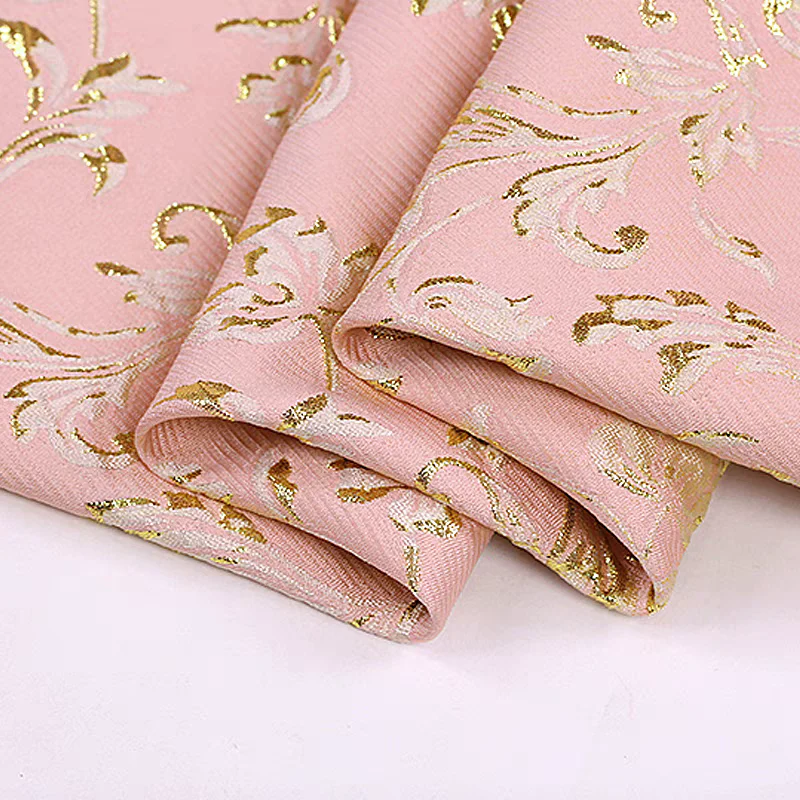 FAB-BROC-020 European and American gold and silver silk heavy relief flower jacquard fashion fabric spring and autumn dress tutu clothing brocade fabric - Image 4