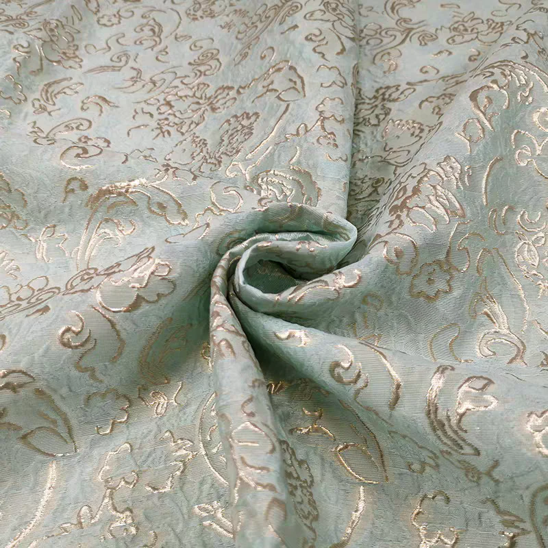 FAB-BROC-025 French gold luxury gold yarn-dyed dark pattern jacquard fabric spring and summer big swing dress dress fabric high-end - Image 2