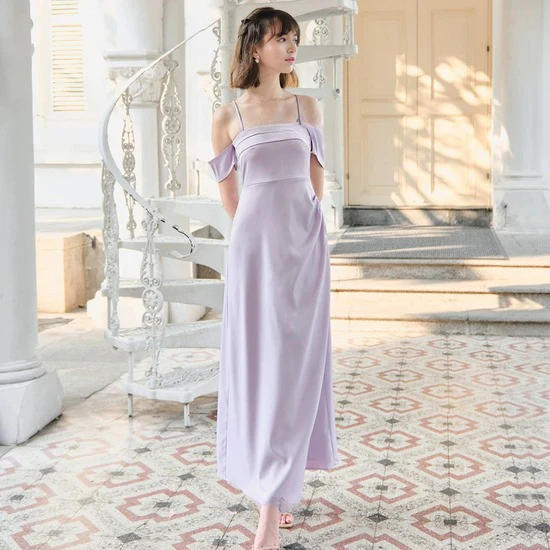 French Satin Bridesmaid Dress - Image 3