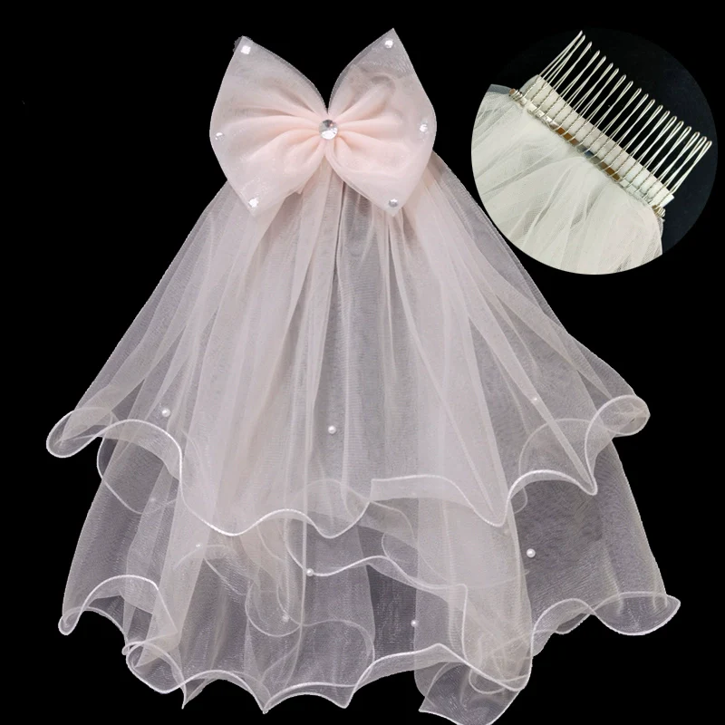Fuchsia Bridal Veil Hair Accessory - Image 13