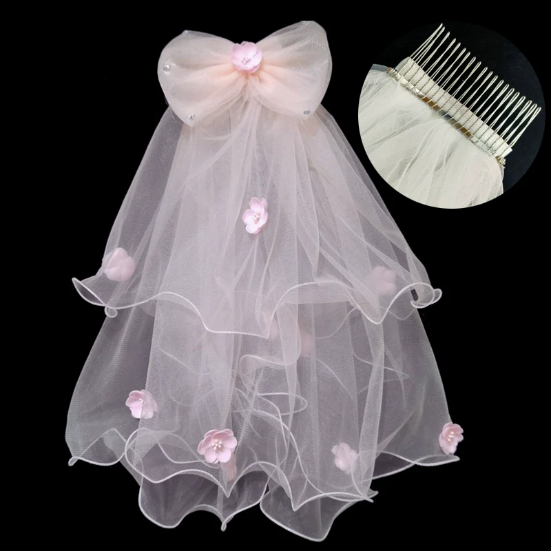 Fuchsia Bridal Veil Hair Accessory - Image 15