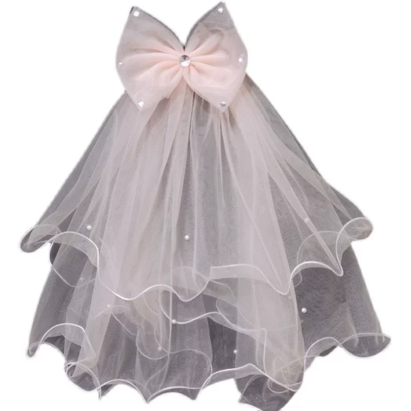 Fuchsia Bridal Veil Hair Accessory - Image 5