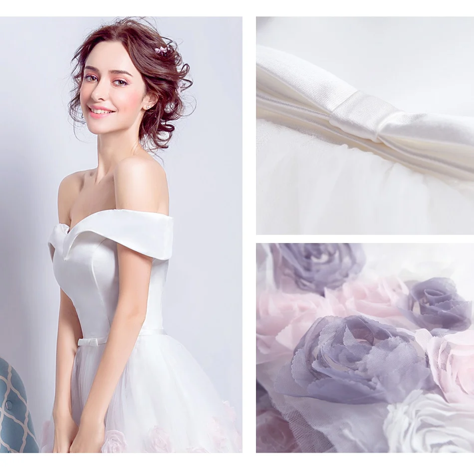 High Quality Pretty Sweetheart Pink&Purple Roses Decorated Style Bridesmaid Dress  224 - Image 3