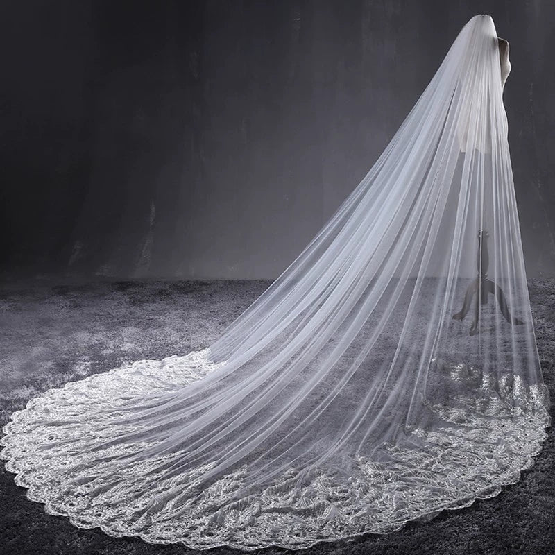 Korean Extra Long Stone Inlay Veil - Image 8