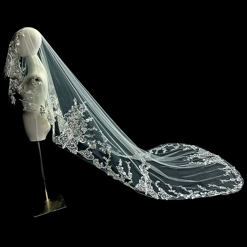 Korean Long Lace Wedding Veil - Image 3