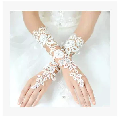 Long Lace Wedding Gloves Accessory - Image 2
