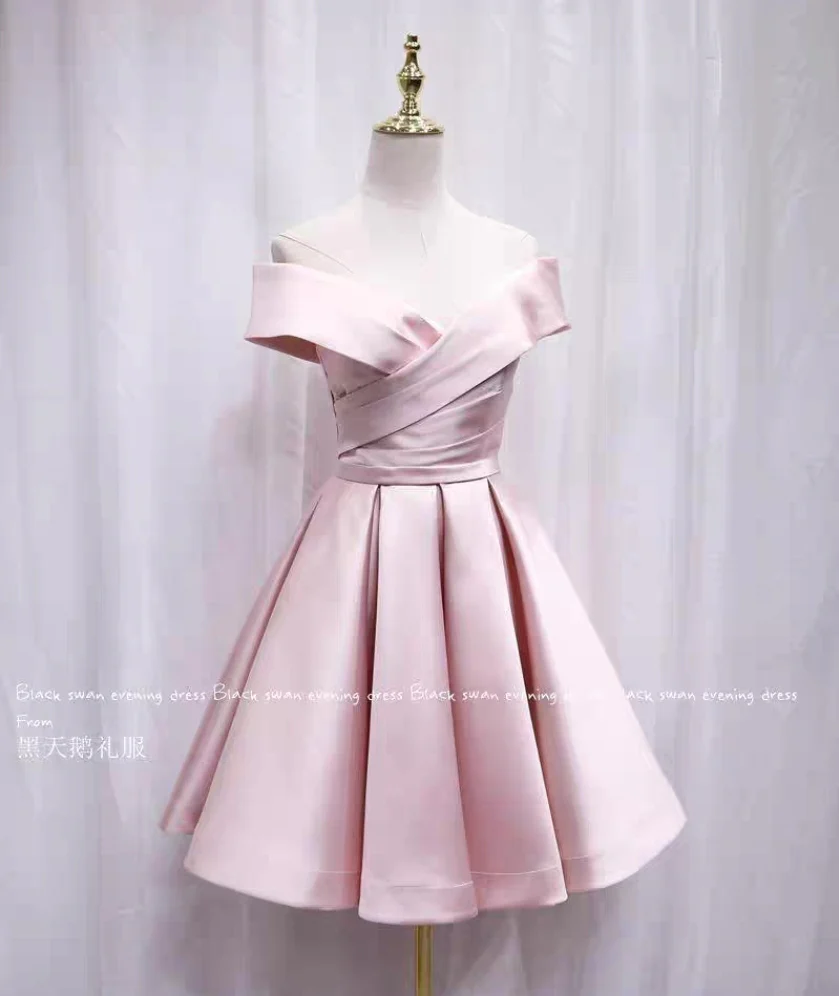 New Fashion Elegant Satin One Word Annual Meeting party banquet graduation adult ceremony blue evening dress female - Image 2