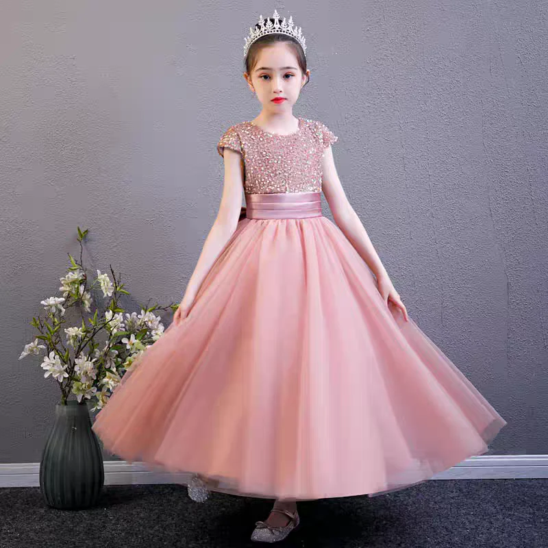 EG-SALE-AME-00167 Elegant Pink Tulle Dress for Girls | Handmade Party & Wedding Gown | Ame_handmadesg