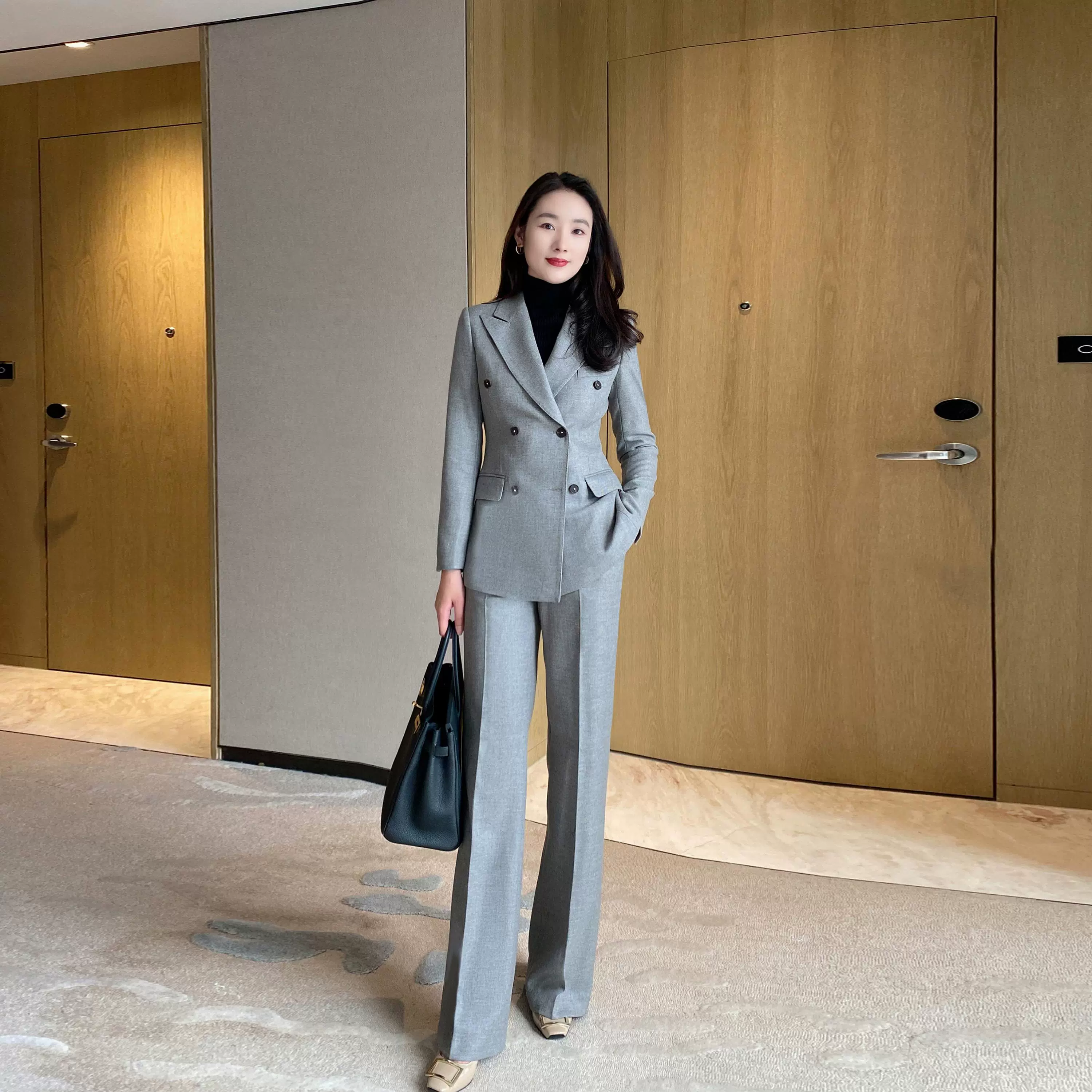 Premium Light Grey Wool Suit Jacket and Trousers - Image 2