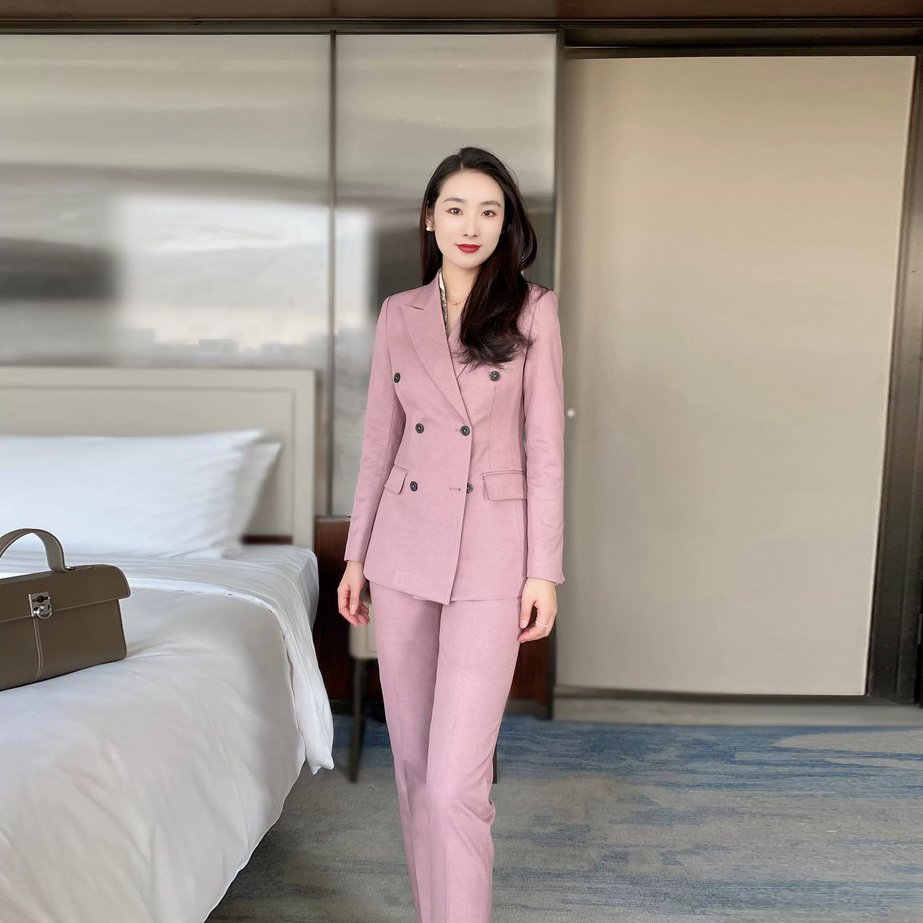 Spring Sophisticated Classic Suit With Trousers – Iceberry Pink - Image 5