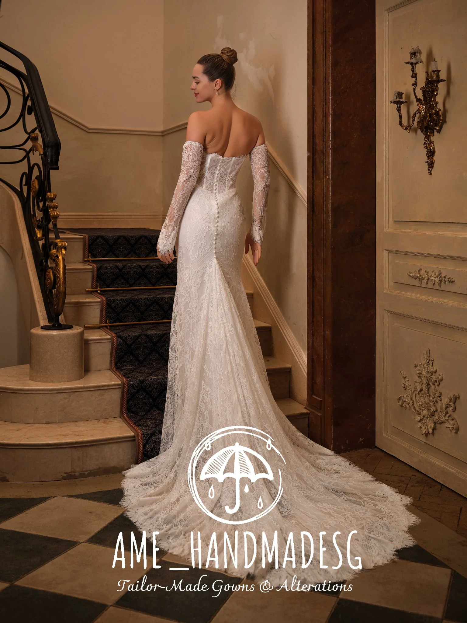 Regal Whisper — Long Sleeve Lace Mermaid Bridal Gown - Image 2