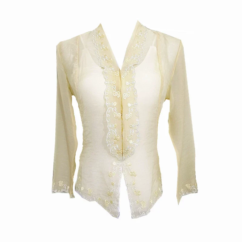 V Neck Floral Embroidered Cardigan - Image 5