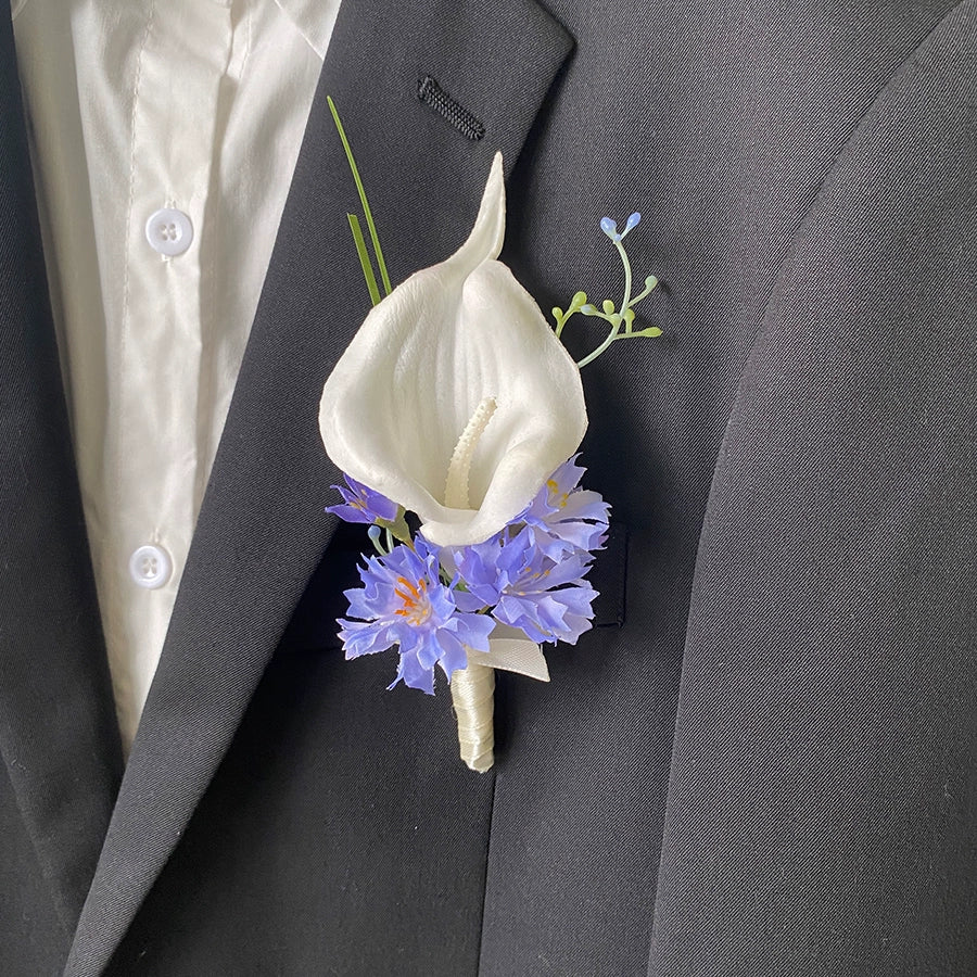Vibrant Dopamine Color Groom's Corsage Artificial Flower Brooch - Image 8