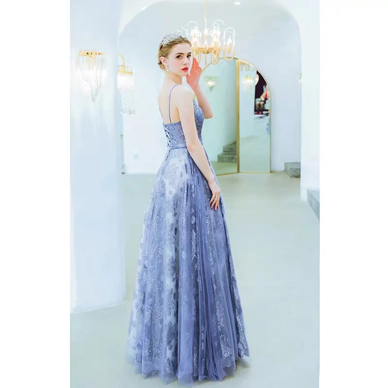 wedding dress, bright starry sea, haze blue bride, wedding toast, dinner party, performance, evening dress 2198 - Image 4