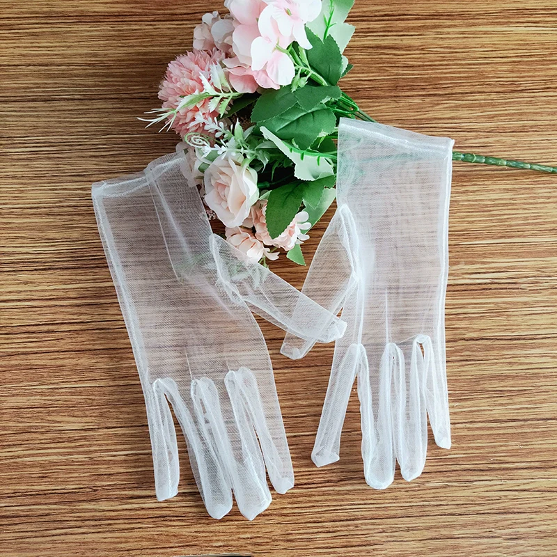 Wedding Gloves Long Winter White Satin - Image 3