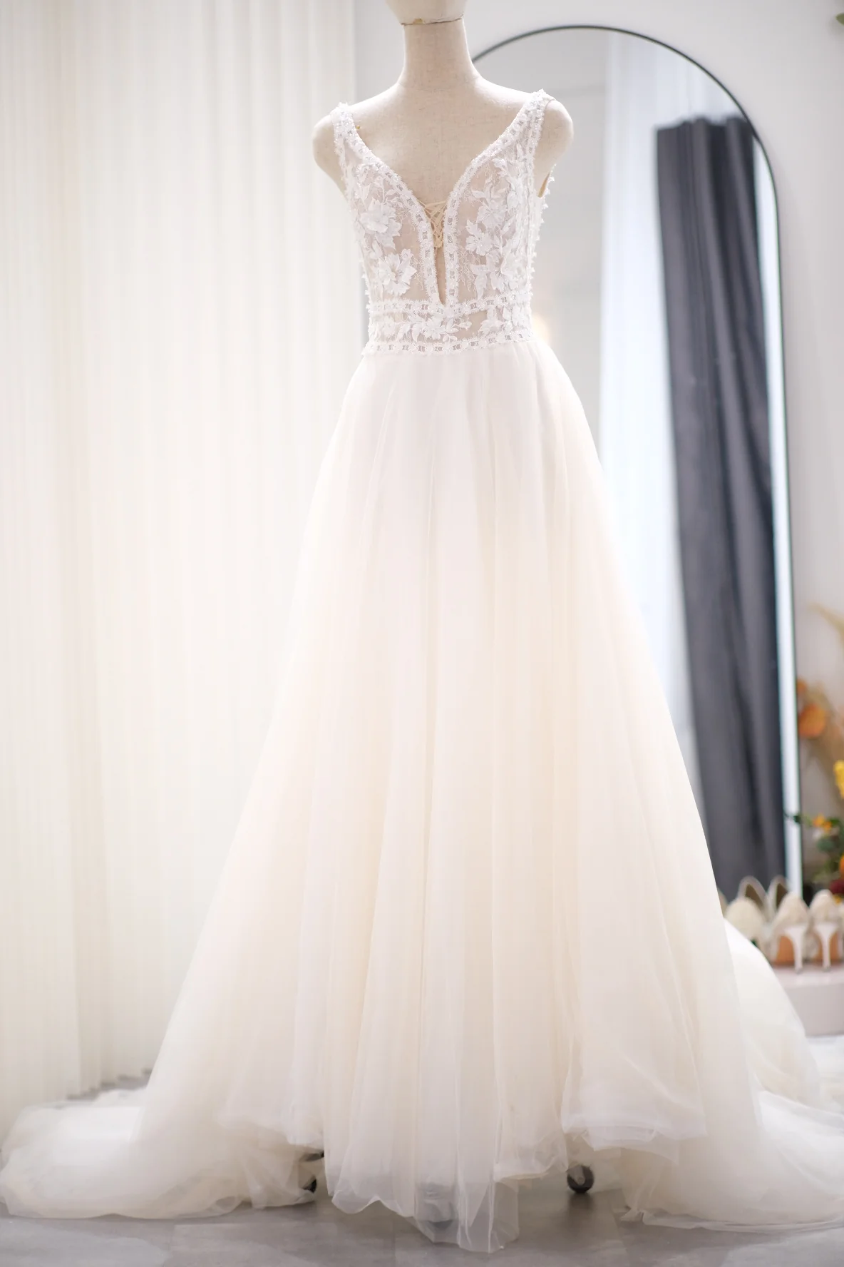 Lux Half Lace Beaded Size S Wedding Gown | Ready-to-Wear - Image 2