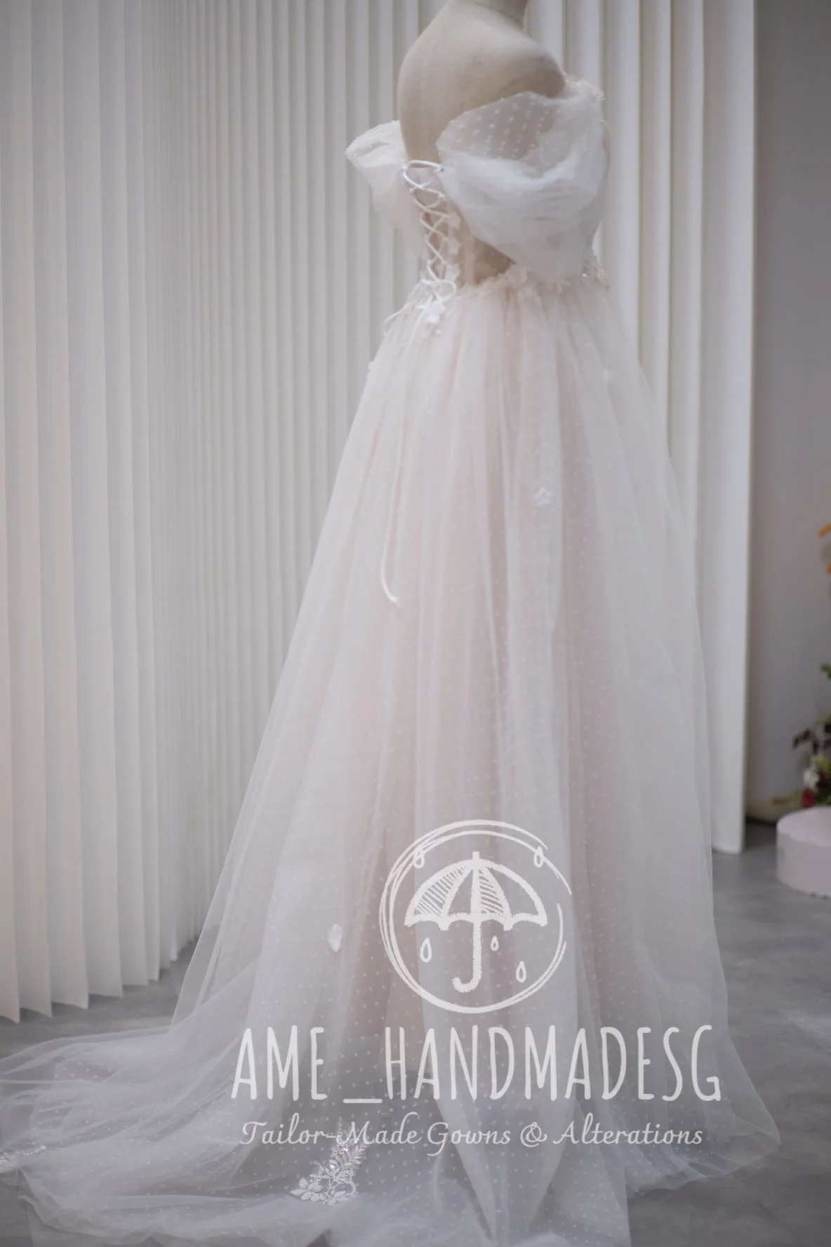 Premium Half Lace Beaded 3D Lace Wedding Gown | Ready-to-Wear - Image 5