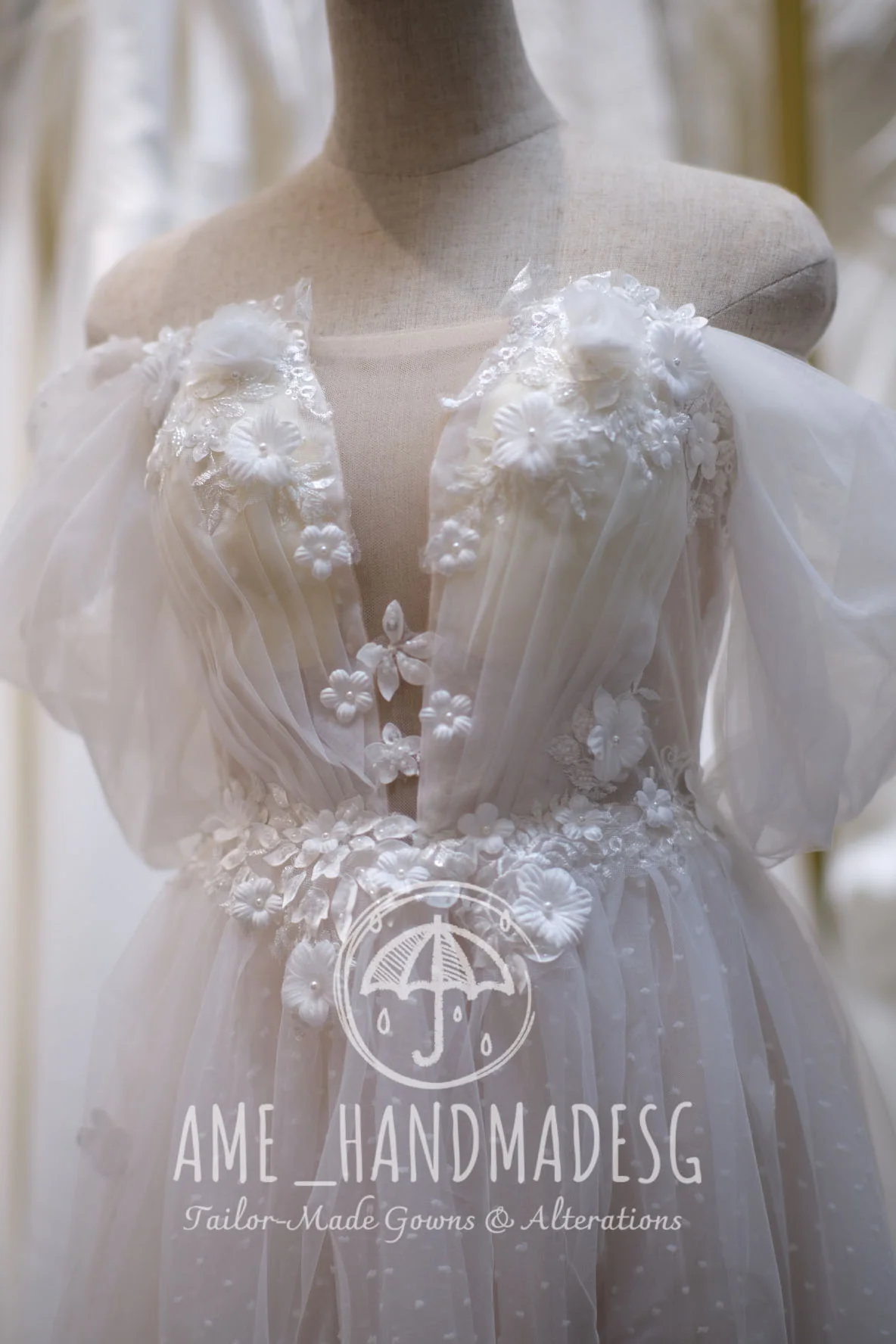 Premium Half Lace Beaded 3D Lace Wedding Gown | Ready-to-Wear - Image 6