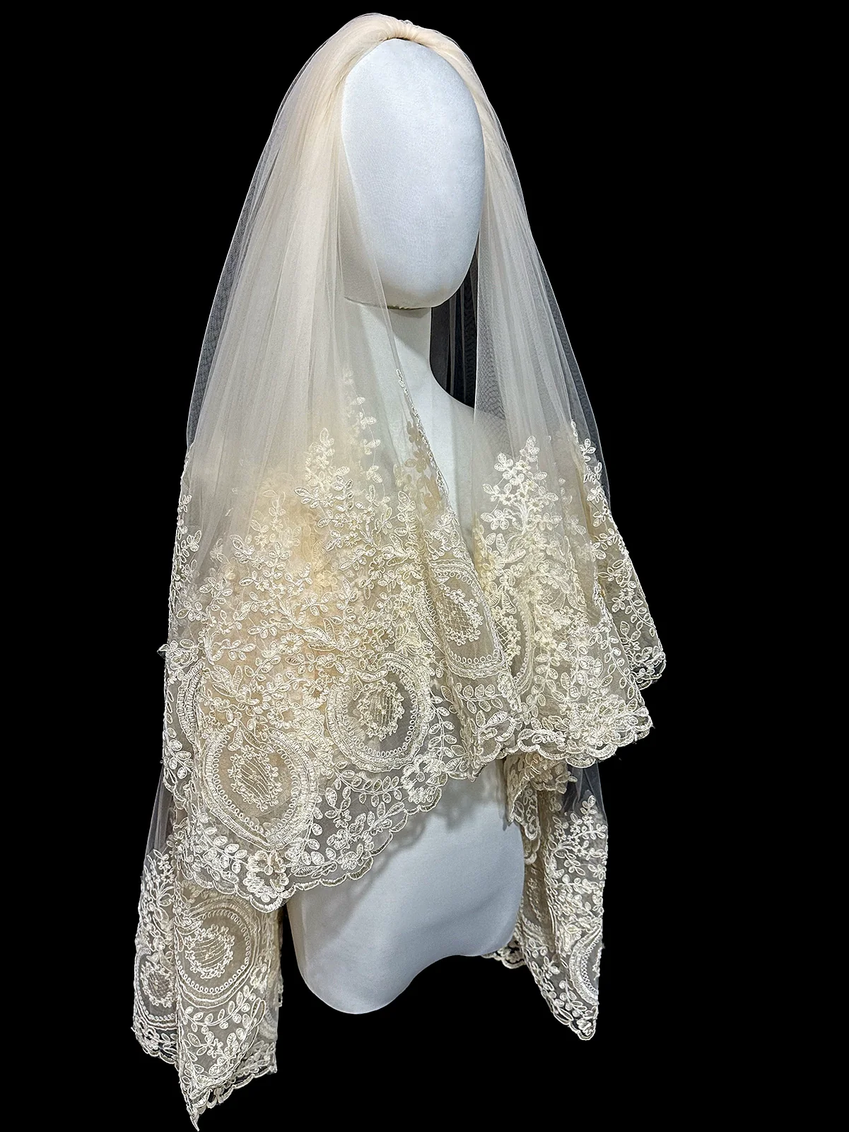 Wedding Veil Double Layer Champagne | Amehandmadesg - Image 4