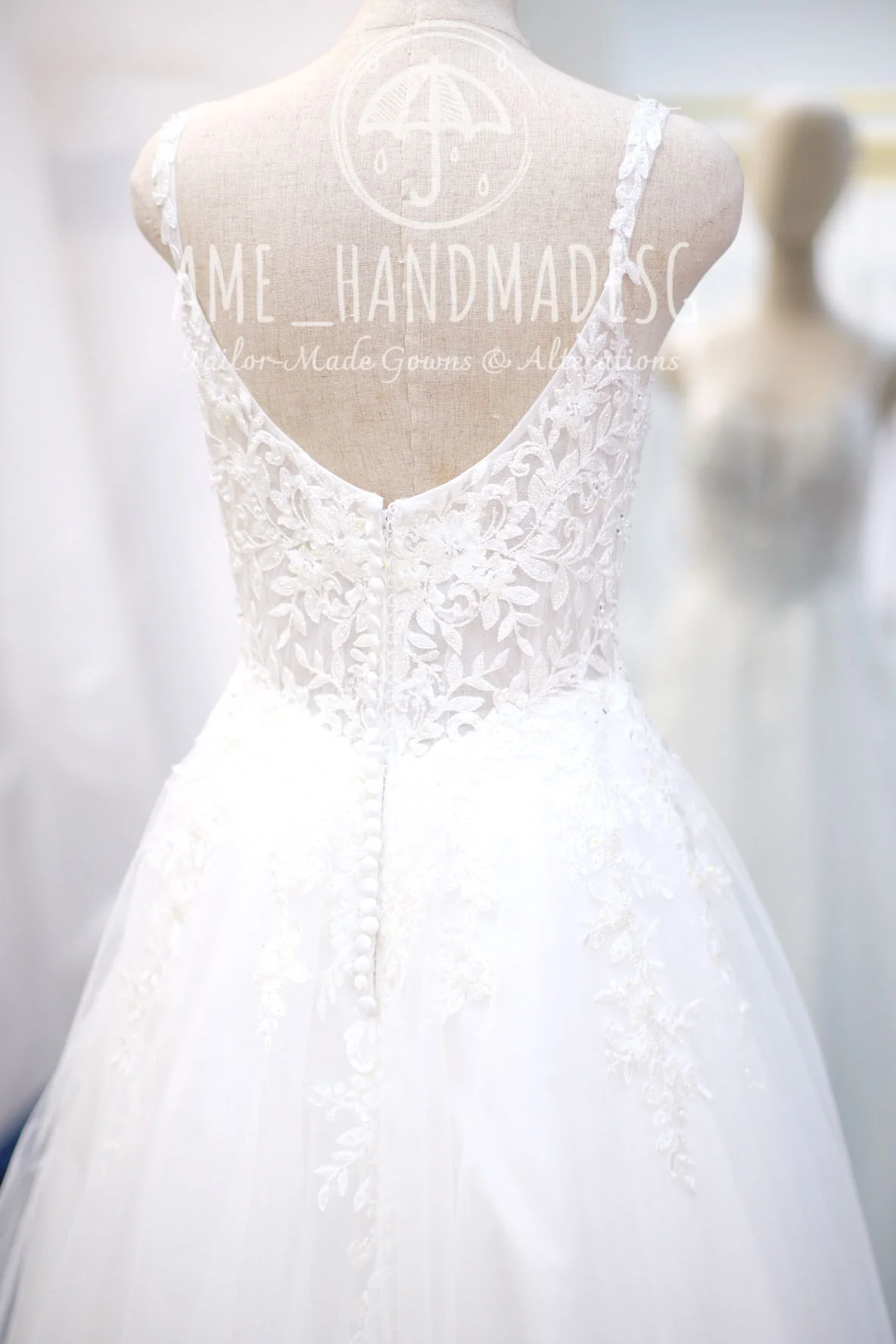 Premium Half Applique Lace Beaded Wedding Gown | Ready-to-Wear - Image 3