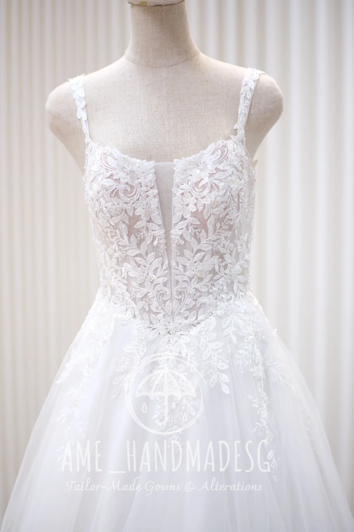 Premium Half Applique Lace Beaded Wedding Gown | Ready-to-Wear - Image 5