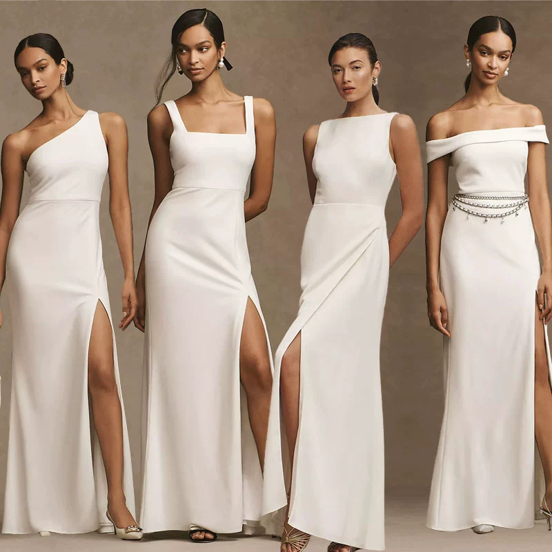 White Demi-Season Bridesmaid Dress