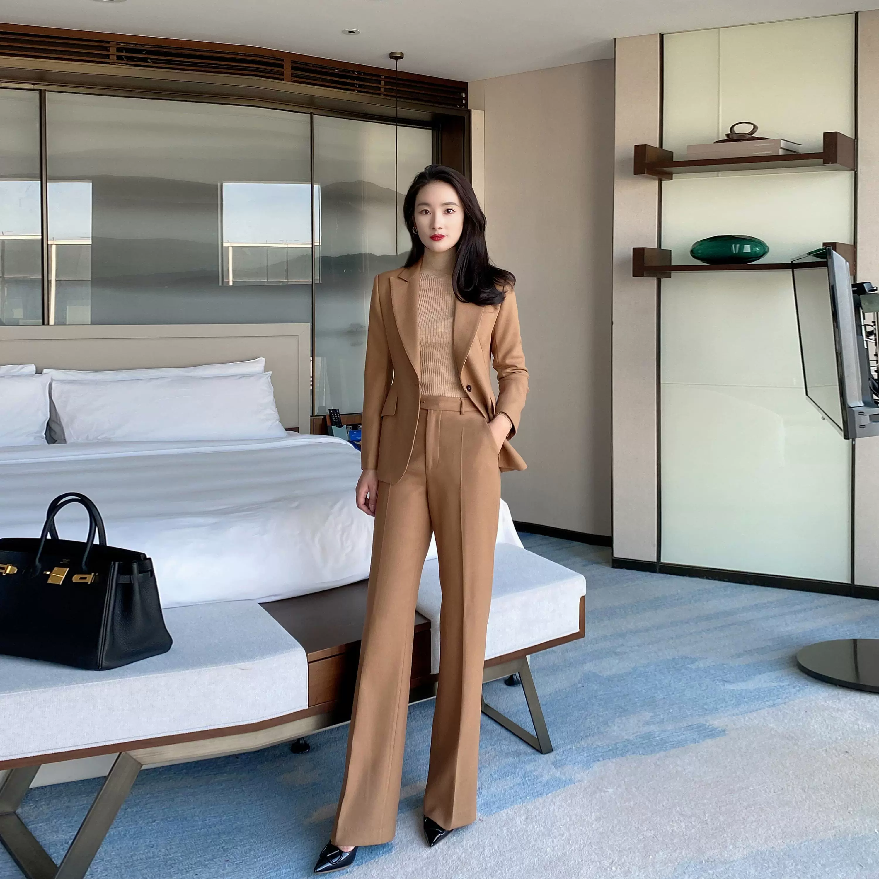 Winter Woolen Suit with Flared Trousers, Thick High-Quality Design
