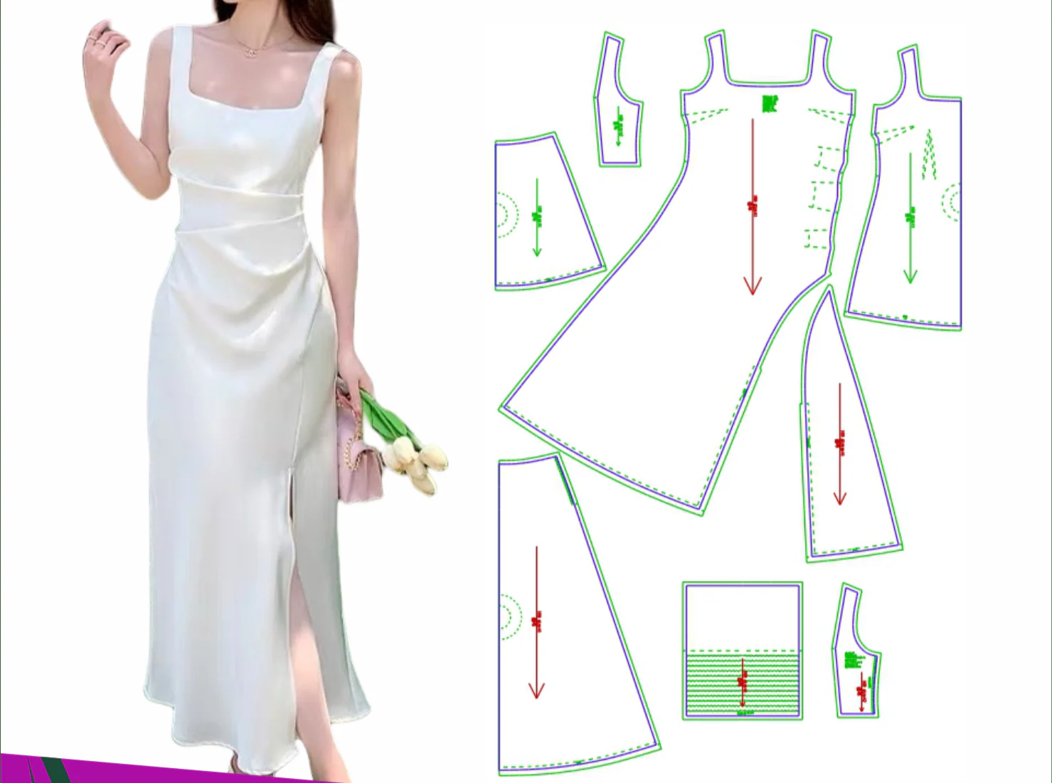 Women's Slim Slip Dress Paper Pattern - XS to 6XL